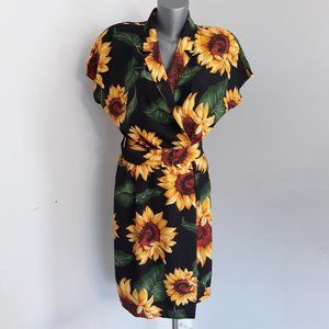 Mondi Sunflower Wrap Dress - Vintage 1990s, Mediu… - image 1